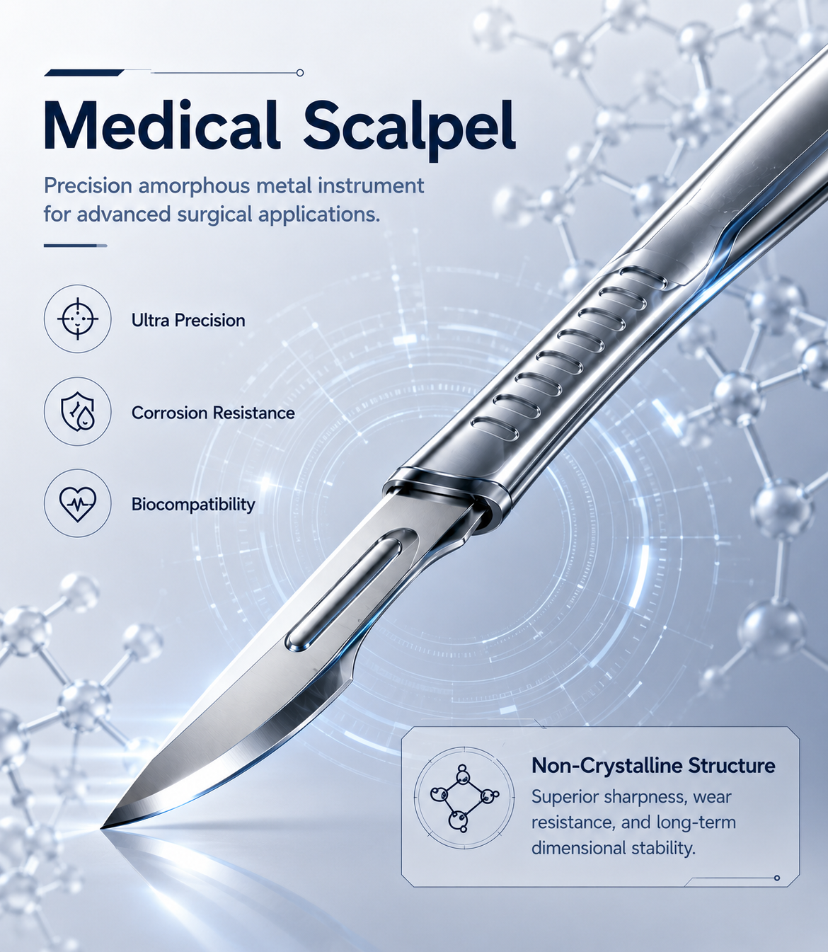 Amorphous alloy medical scalpel for precision surgical applications